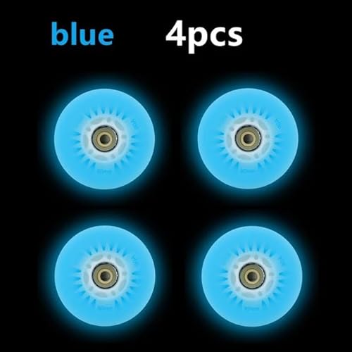 blinkende Schlittschuhräder 4pcs LED Flash Wheel 60/62/64/68/70/72/76//80mm Inline Skates 90/100/110/125mm Speed Skates Rock Fancy Roller Skates PU Tyres(Blue,80mm) von ZHAOSHIXU