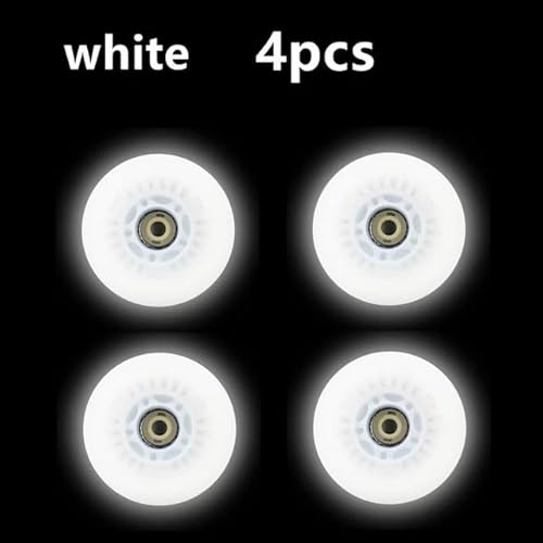 blinkende Schlittschuhräder 4pcs LED Flash Wheel 60/62/64/68/70/72/76//80mm Inline Skates 90/100/110/125mm Speed Skates Rock Fancy Roller Skates PU Tyres(White,90mm) von ZHAOSHIXU