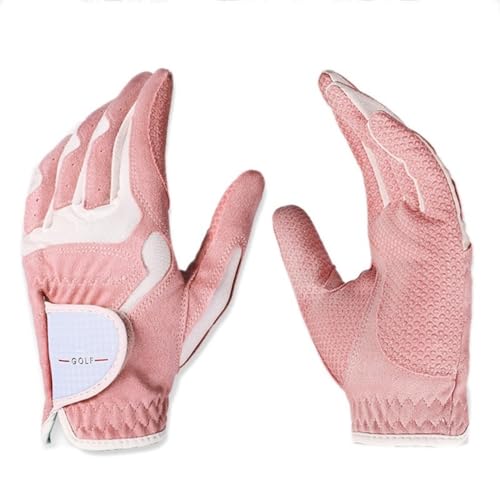 ZHAOYUQI Golfhandschuhe Frauen Golfhandschuhe Linke Hand & Right Hand Sport Nanometer Tuch Golfhandschuhe Atmungsaktiver Palmschutz Golfhandschuhe Damen(Color:Pink and White,Größe:20 Size) von ZHAOYUQI