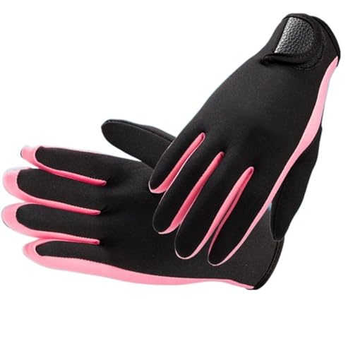 ZHAOYUQI Tauchhandschuhe 1 Paar 1,5mm Neopren Schwimmen Tauchen Handschuhe Neopren Handschuh for Winter Schwimmen Warme Anti-Slip Blau Gelb Und rosa Neoprenhandschuhe(Pink,L) von ZHAOYUQI