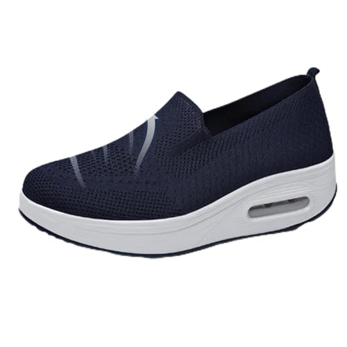 ZHCBAUA Vogany Orthopädische Sneaker für Damen, Vogany-Schuhe, orthopädische Sneaker für Damen, bequem, rutschfest, atmungsaktiv, zum Hineinschlüpfen, Plateau-Sneaker (Blau, Größe 38) von ZHCBAUA