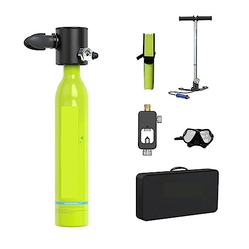 Tauchausrüstung, Sauerstoffflasche, Schwimmausrüstung For Erwachsene, Tragbare Sauerstoffflasche Unterstützt 10–15 Minuten Unterwasseratmung, Tauchausrüstung ( Color : X3000-C Green , Size : 0.5L ) von ZHELLY
