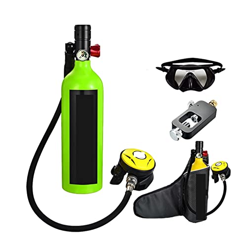 ZHELLY Tauchausrüstung, Tauchflaschen-Schwimmzubehör, Tauch-Atemschutzmaske, Tauch-Sauerstoffflasche (Color : Green Package B, Size : XL) von ZHELLY