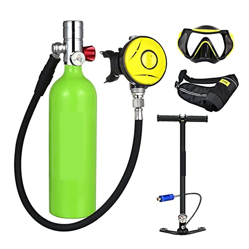 ZHELLY Tauchausrüstung, Tragbare Sauerstoffflasche for Tauchen Mit 1 L Fassungsvermögen (Color : Green Bottle Silver Head, Size : 1L) von ZHELLY