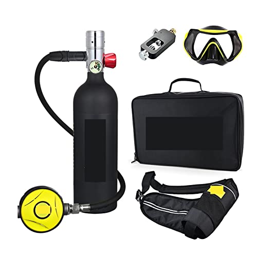 ZHELLY Tauchausrüstung, Tragbare Sauerstoffflasche for Tauchen mit 1 l Fassungsvermögen (Color : Silverhead in Black Bottle, Size : 1L) von ZHELLY