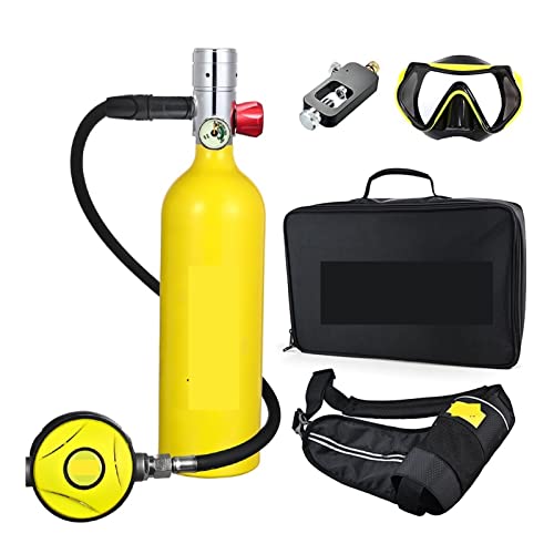 ZHELLY Tauchausrüstung, Tragbare Sauerstoffflasche for Tauchen mit 1 l Fassungsvermögen (Color : Silverhead in Yellow Bottle, Size : 1L) von ZHELLY