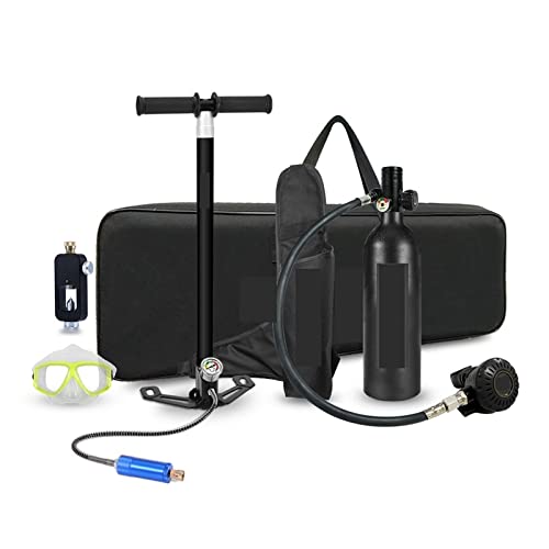 ZHELLY Tauchausrüstung, Tragbare Tauchausrüstung, 1 L Atemschutzgerät, Hochdruck-Luftpumpe, Reißverschlusstasche (Color : Noir, Size : 1L) von ZHELLY