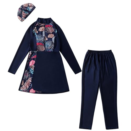 ZHENJIHE 3-teiliges Muslim-Badebekleidungs-Set für Damen, bescheidene Vertuschung, einfache Badeanzüge, Strandmode, Bikinis, Badeanzug, Sport-Badeanzug von ZHENJIHE