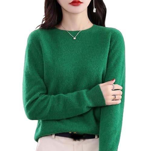 ZHKVAG Cashmere Sweaters for Women, New Womens Solid Color Crew Neck Long Sleeve Cashmere Sweaters Pullover Sweater (Dark Green,XXL) von ZHKVAG