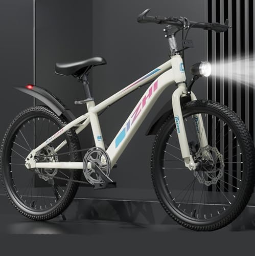 22 Zoll Kinder Mountainbike Singlespeed Doppelscheibenbremse Speichen Stahlrad für Jugendliche Geeignet C,20 inches von ZHMQQDL