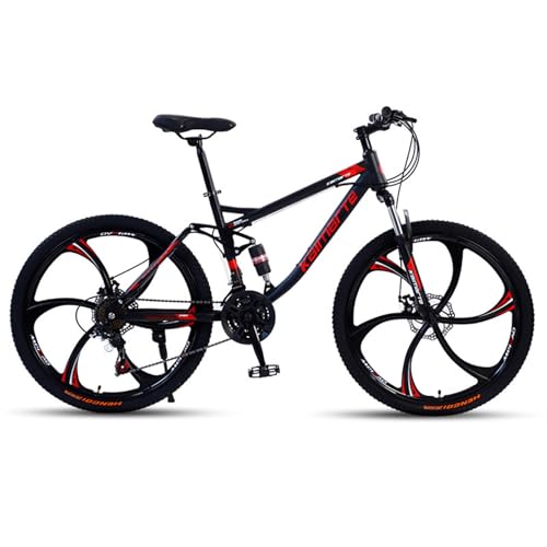 Mountainbike Carbon Stahl 24-Zoll 30-Gang 6-Rad Cross Country Jugend Erwachsene Licht Fahrrad A,24-inch 21-Speed von ZHMQQDL