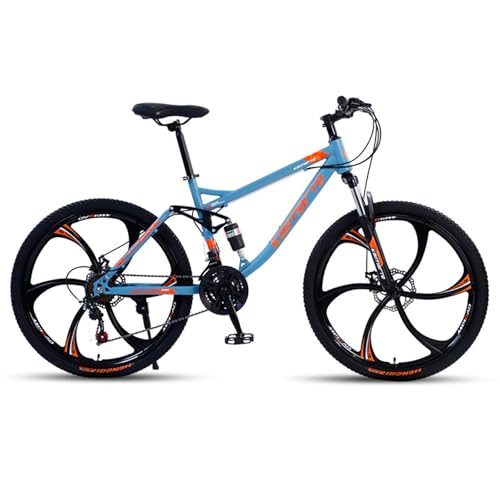 Mountainbike Carbon Stahl 24-Zoll 30-Gang 6-Rad Cross Country Jugend Erwachsene Licht Fahrrad B,26-inch 24-Speed von ZHMQQDL