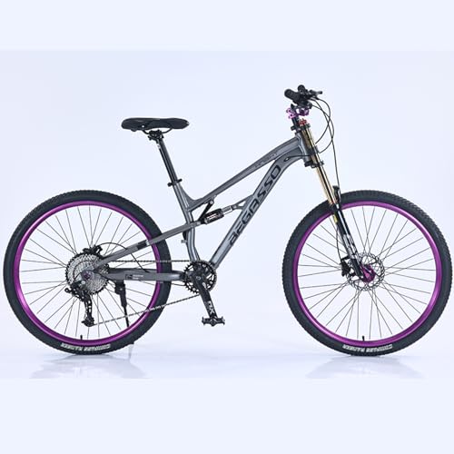 Softtail Mountainbike Aus Aluminiumlegierung 27,5/26 Zoll 11 Gang Stoßdämpfung Scheibenbremse Modell Geeignet für Jugendliche Erwachsene C,27.5" x 17" von ZHMQQDL