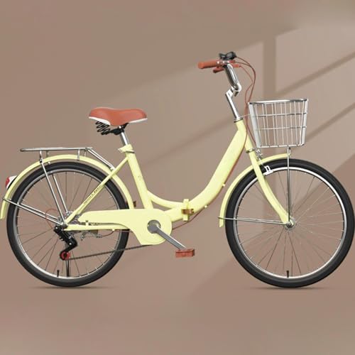 Stadtfahrrad Klapprad 24/26 Zoll Variable Geschwindigkeit Fahrrad Kohlenstoffstahl Pendlerfahrrad Doppel V Bremse Retro Mode Leicht E,24 inches von ZHMQQDL