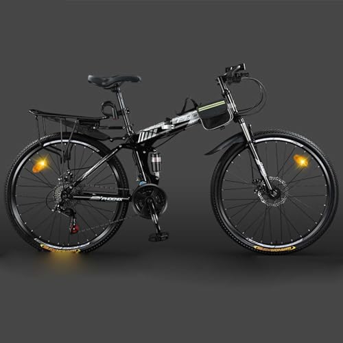 Zusammenklappbares Mountainbike 27,5 Zoll 30-Gang-Zweiwege-Stoßdämpfung Positionierung Finger-Shift-Speichenrad Herren- und Damenjugendlicht Gelände J,24inches 27speed von ZHMQQDL