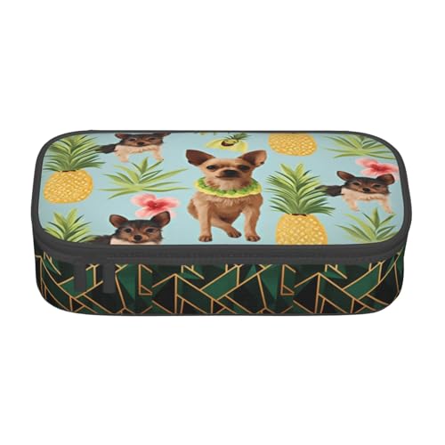 ZHONGSK Federmäppchen mit großem Fassungsvermögen, großes Federmäppchen – Hunde-Ananas – Schulbedarf-Organizer, Make-up-Tasche mit Reißverschlussfächern für Mädchen, Jungen, Kinder, Erwachsene, Damen, von ZHONGSK