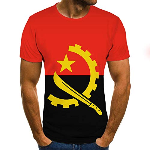 ZHRDRJB 3D T-Shirts,Jahrgang Angola Nationalen Emblem 3D Gedruckt Männer T Shirt Unisex Casual Short Sleeve O-Neck Fashion Persönlichkeit Männer Lose Tops Plus Größe Paar Kleidung, S von ZHRDRJB