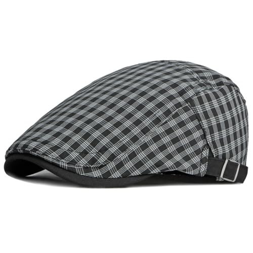 ZHSHOUYI Berets Frühling Sommer Kappe Hut Männer Frauen Plaid Baskenmütze Hut Einstellbar Ivy Zeitungsjunge Flache Kappe Künstler Maler Hut Männlich,Schwarz,1 von ZHSHOUYI