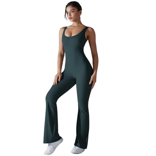 ZHSHOUYI Nahtlose Yoga-Overalls Sport Fitness Hüftheben Schönheitsrücken Schlank Ausgestellt Einteilig Für Training Fitnessstudio Workout Trainingsanzüge Für Frauen,Grün,M von ZHSHOUYI