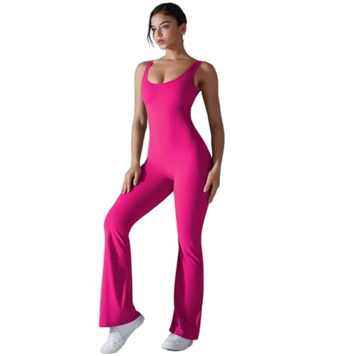 ZHSHOUYI Nahtlose Yoga-Overalls Sport Fitness Hüftheben Schönheitsrücken Schlank Ausgestellt Einteilig Für Training Fitnessstudio Workout Trainingsanzüge Für Frauen,Pitaya,XL von ZHSHOUYI