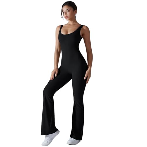 ZHSHOUYI Nahtlose Yoga-Overalls Sport Fitness Hüftheben Schönheitsrücken Schlank Ausgestellt Einteilig Für Training Fitnessstudio Workout Trainingsanzüge Für Frauen,Schwarz,S von ZHSHOUYI