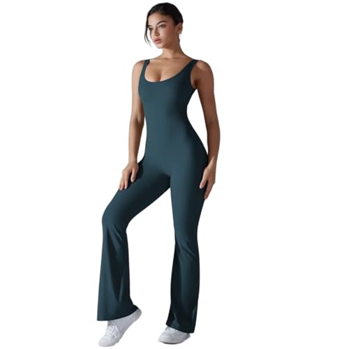 ZHSHOUYI Nahtlose Yoga-Overalls Sport Fitness Hüftheben Schönheitsrücken Schlank Ausgestellt Einteilig Für Training Fitnessstudio Workout Trainingsanzüge Für Frauen,Ziemlich Blau,M von ZHSHOUYI