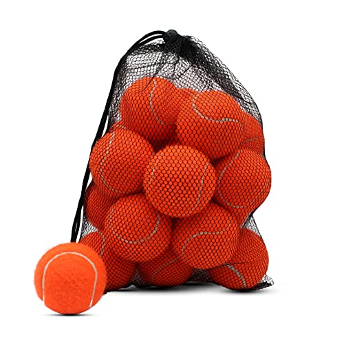 ZHUOKECE Tennisbälle, 18 Stück Trainingsbälle, Übungsbälle mit Netztasche für einfachen Transport, Haustier-Hundespielbälle, passend für Anfänger-Trainingsball (Orange) von ZHUOKECE