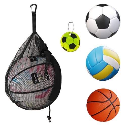 ZHXGO Einen Ball Kordelzugbeutel, 25.4x30.5cm Tragbare Mesh Ball Tasche, Netz Ball Tragetasche, Basketball Netztasche mit Reißverschlusstaschen Clip Reflektierender Anhänger für Fußball Volleyball ZHXGO Einen Ball Kordelzugbeutel, 25.4x30.5cm Tragbare Mesh Ball Tasche, Netz Ball Tragetasche, Basketball Netztasche mit Reißverschlusstaschen Clip Reflektierender Anhänger für Fußball Volleyball von ZHXGO