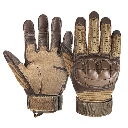ZHXjdwmWD Taktische Handschuhe, alle Finger Handschuhe, Schutz- und Anti-Rutsch Handschuhe(braun,S) von ZHXjdwmWD