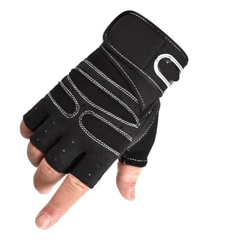 ZHYIHOUSA Fitness-Handschuhe für Herren, Gewichtheben, Bodybuilding, Fitness, fingerlose Handschuhe, Halbfinger, Fahrradhandschuhe, rutschfeste Handgelenkstütze (Schwarz/Weiß, XL) von ZHYIHOUSA