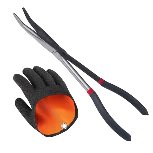 ZIGefofo 1 Stück Angelzange Gebogen 28cm mit 1 Rechte Hand Angelhandschuhe Angelzubehör Raubfisch Angeln Zubehör Lösezange Zange Angeln Hakenlöser zum Lösen von Haken, Wels Hecht Angeln ZIGefofo 1 Stück Angelzange Gebogen 28cm mit 1 Rechte Hand Angelhandschuhe Angelzubehör Raubfisch Angeln Zubehör Lösezange Zange Angeln Hakenlöser zum Lösen von Haken, Wels Hecht Angeln von ZIGefofo