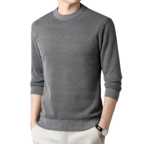 ZIHAOFC Schmaler Pullover für Herren, Langer Strickmantel für Herbst und Winter, warmes, gemütliches, gefüttertes Rundhalsoberteil für Herren (No Mark-Camel,M) von ZIHAOFC