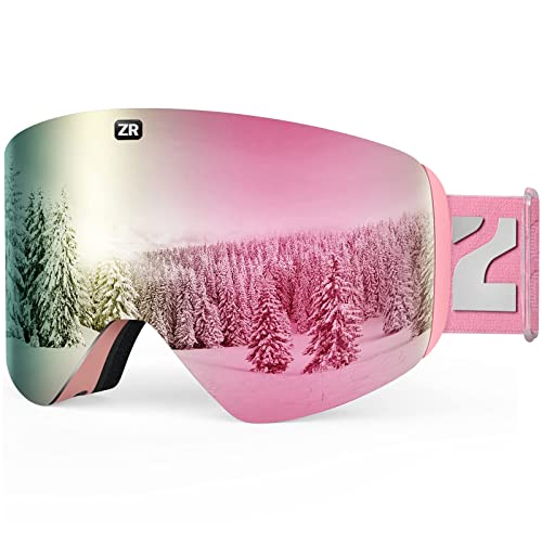 ZIONOR Skibrille, Schneebrille 100% OTG Snowboard Brille Abnehmbare Linse für Herren Damen und Erwachsene von ZIONOR