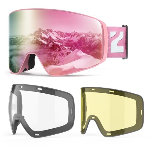 ZIONOR Skibrille, Schneebrille mit 2pcs Magnetische Wechselglas Snowboardbrille für Damen und Herren Jungen von ZIONOR