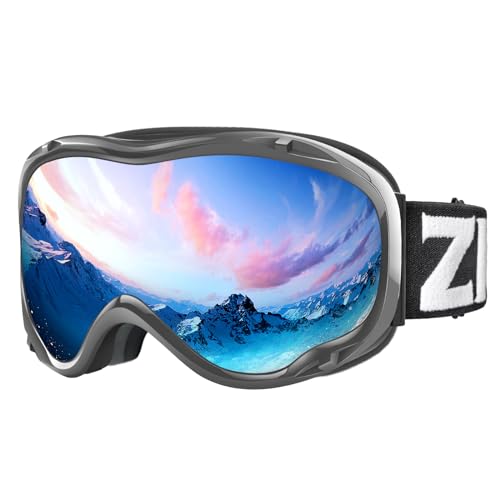 ZIONOR Skibrille für Herren Damen Jugend, Lagopus Snowboard Brille Verspiegelt OTG UV-Schutz Anti-Nebel Schneebrille für Snowboarden Skifahren Skaten von ZIONOR