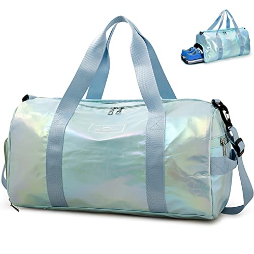 ZIOSINM Sporttasche Damen Fitnessstudio Klein Wasserdicht Sporttasche mit Schuhfach und Nassfach Weekender Reisetasche Gym Bag Damen Mädchen (blau) von ZIOSINM