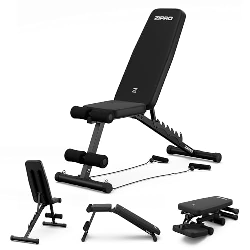 Zipro klappbare Hantelbank Tempo, Fitnessbank mit 6-Fach verstellbare Rückenlehne, Belastung 230kg, Trainingsbank mit 2 Seilen, Multifunktion Sit up bank Zipro klappbare Hantelbank Tempo, Fitnessbank mit 6-Fach verstellbare Rückenlehne, Belastung 230kg, Trainingsbank mit 2 Seilen, Multifunktion Sit up bank von ZIPRO