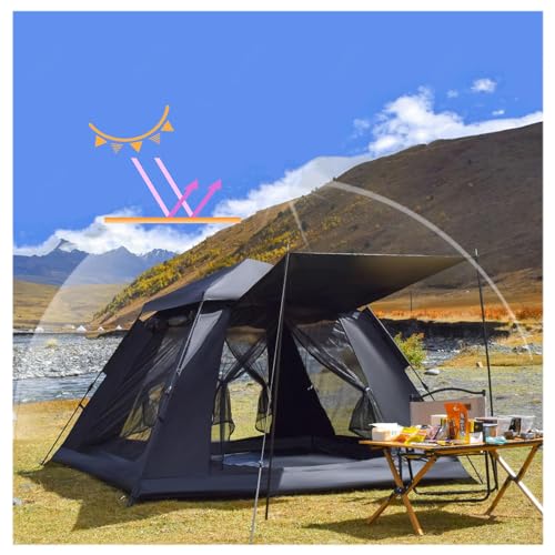 4-Mann-Zelt, 5000 mm, wasserdicht, Fenster auf vier Seiten, schnelles Zelt, stabiles und praktisches Familienzelt für Camping, Wandern, Bergsteigen, 4 Personen von ZIROXI