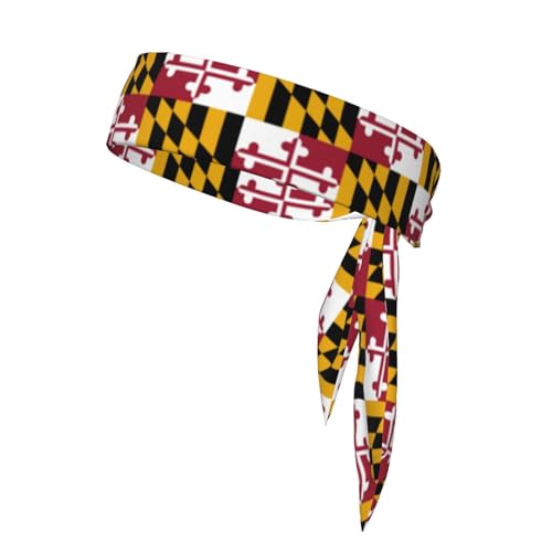 Maryland State Flag Print Bequemes, stilvolles Stirnband, doppelseitiges Sport-Bandana, verstellbares Sport-Stirnband von ZISHAK