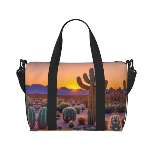 Vielseitige Sporttasche mit Kaktuswüstenmotiv, Motiv: Sonnenuntergänge, Begleiter für Ihre Reisen und Fitness-Routinen, Schwarz, Einheitsgröße, Schwarz , Einheitsgröße von ZISHAK