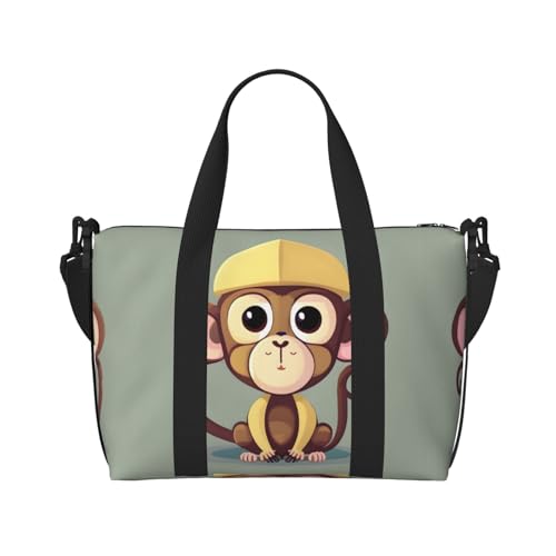 Vielseitige Sporttasche mit niedlichem Affen-Aufdruck, Begleiter für Ihre Reisen und Fitness-Routinen, Schwarz, Einheitsgröße von ZISHAK