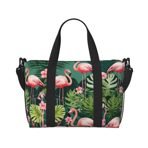 Vielseitige Sporttasche mit rotem Flamingo-Druck, Begleiter für Ihre Reisen und Fitness-Routinen, Schwarz, Einheitsgröße von ZISHAK