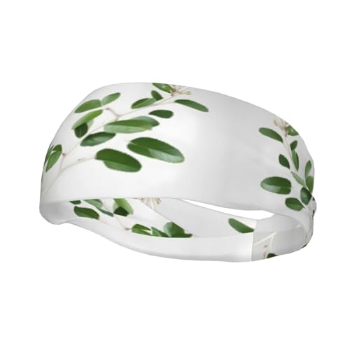 Weißes, natürliches grünes Zweig-Druck, modisches, sportliches Stirnband für Damen und Herren, perfekt für alle sportlichen Aktivitäten von ZISHAK
