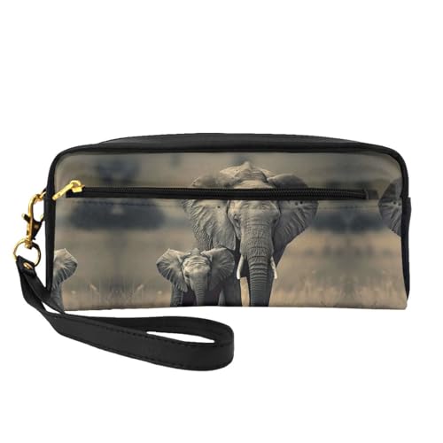 ZISHAK Tragbare Make-up-Tasche mit Uhr-Zahnrad-Aufdruck, reisefreundliches Design, vielseitige Mini-Make-up-Tasche, Alter Elefant und junger Elefant, Einheitsgröße von ZISHAK