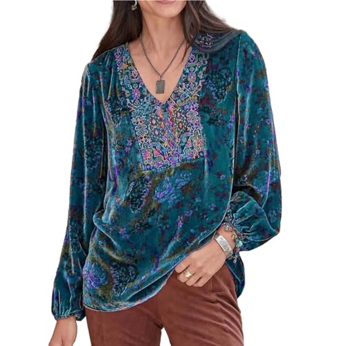 Damen-Bottom-Shirt Aus Samt – Modische Samt-Shirts Mit V-Ausschnitt, Faltbares Velour-Oberteil, Langärmliges Oberteil, Damen-Shirt Mit Warmem Druck, Bottoming-Shirt-Design, Hemd Blau, Wie Abgebilde Damen-Bottom-Shirt Aus Samt – Modische Samt-Shirts Mit V-Ausschnitt, Faltbares Velour-Oberteil, Langärmliges Oberteil, Damen-Shirt Mit Warmem Druck, Bottoming-Shirt-Design, Hemd Blau, Wie Abgebilde von ZISTRCBAO