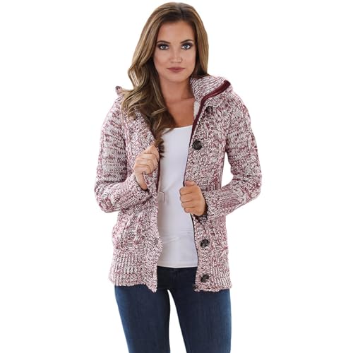 Damen-Herbst-Winter-Strickjacke – Mutter-Strickpullover Mit Kapuze Und Hohem Kragen, Damen-Oberteil Mit Kontrast-Langarm-Reißverschluss Und Knöpfen Und Tasche, Mutter-Pullover-Mantel, Grün, Xl Damen-Herbst-Winter-Strickjacke – Mutter-Strickpullover Mit Kapuze Und Hohem Kragen, Damen-Oberteil Mit Kontrast-Langarm-Reißverschluss Und Knöpfen Und Tasche, Mutter-Pullover-Mantel, Grün, Xl von ZISTRCBAO