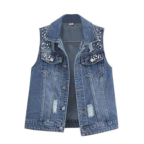 Damen-Jeansweste In Übergröße – Ärmellose Jeansweste, Jacke, Modische Nieten-Jeansweste, Punk-Party-Jeansjacke Mit Nieten, Schmale Passform, Ärmellose Weste Für Alle Jahreszeiten, Ärmellose J Damen-Jeansweste In Übergröße – Ärmellose Jeansweste, Jacke, Modische Nieten-Jeansweste, Punk-Party-Jeansjacke Mit Nieten, Schmale Passform, Ärmellose Weste Für Alle Jahreszeiten, Ärmellose J von ZISTRCBAO