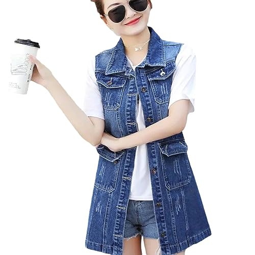Plus Size Damen-Jeansweste – V-Ausschnitt, Übergroßer, Dehnbarer Denim-Mantel, Lange Ärmellose Gilet-Jacke, Einreihige Tank-Tops, Modische Westen, Taschen, Lässige Oberbekleidung, Vintage-Jacken Plus Size Damen-Jeansweste – V-Ausschnitt, Übergroßer, Dehnbarer Denim-Mantel, Lange Ärmellose Gilet-Jacke, Einreihige Tank-Tops, Modische Westen, Taschen, Lässige Oberbekleidung, Vintage-Jacken von ZISTRCBAO