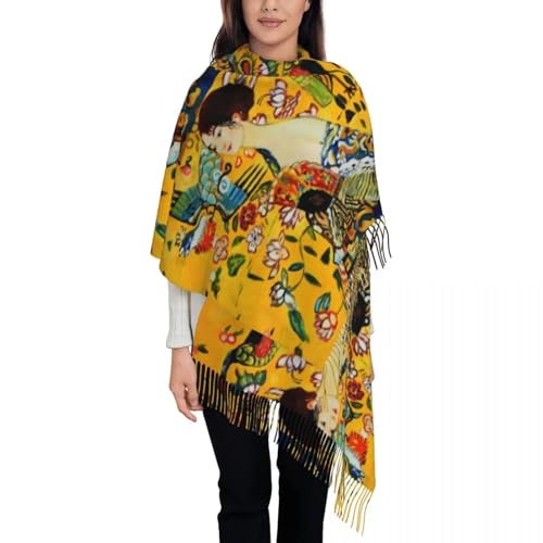 Warmer Deckenschal Für Den Winter, Damen-Quastenschal, Gustav Klimt, Langer, Superweicher Schal, Wickeltuch, Dame Mit Fan-Geschenken, Warme Pashmina-Wollschals, Wie Abgebildet, Einheitsgröße Warmer Deckenschal Für Den Winter, Damen-Quastenschal, Gustav Klimt, Langer, Superweicher Schal, Wickeltuch, Dame Mit Fan-Geschenken, Warme Pashmina-Wollschals, Wie Abgebildet, Einheitsgröße von ZISTRCBAO