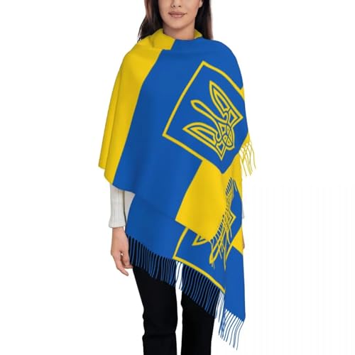 Warmer Deckenschal Für Den Winter, Schals Mit Ukraine-Flagge, Wickeltücher Für Damen, Warmer Großer Langer Schal, Ukrainische Militär-Pashminas, Quastenschals, Winterschal Für Damen, Wie Abgebi von ZISTRCBAO